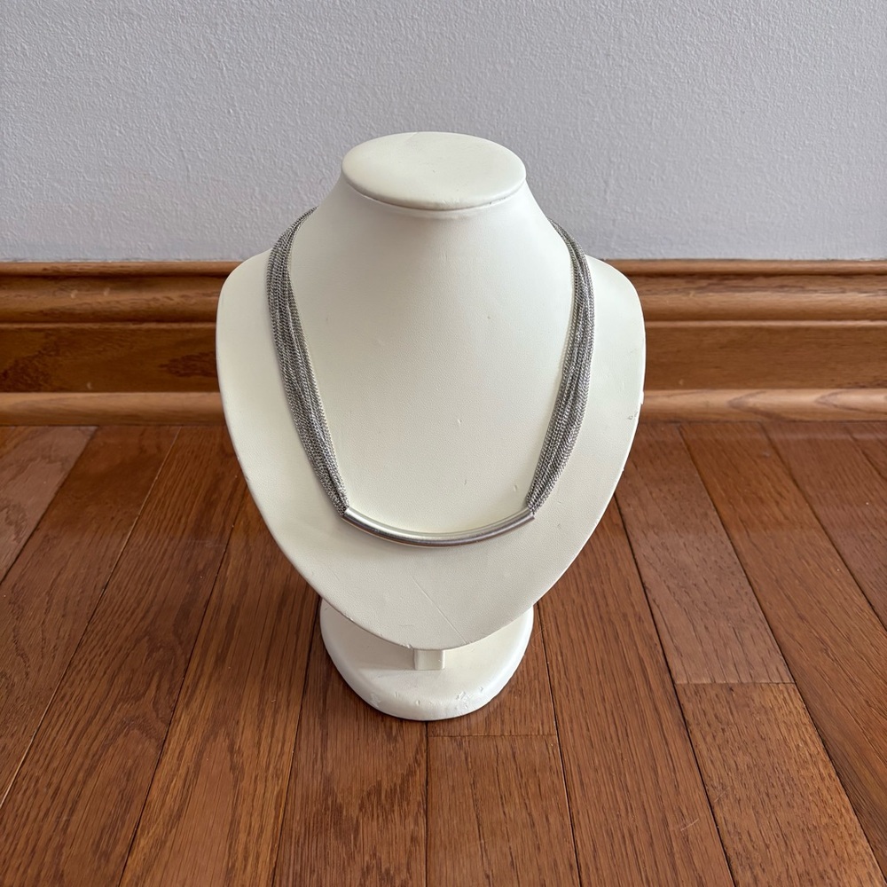 Vintage Silver Tone Multi-Strand Choker Necklace